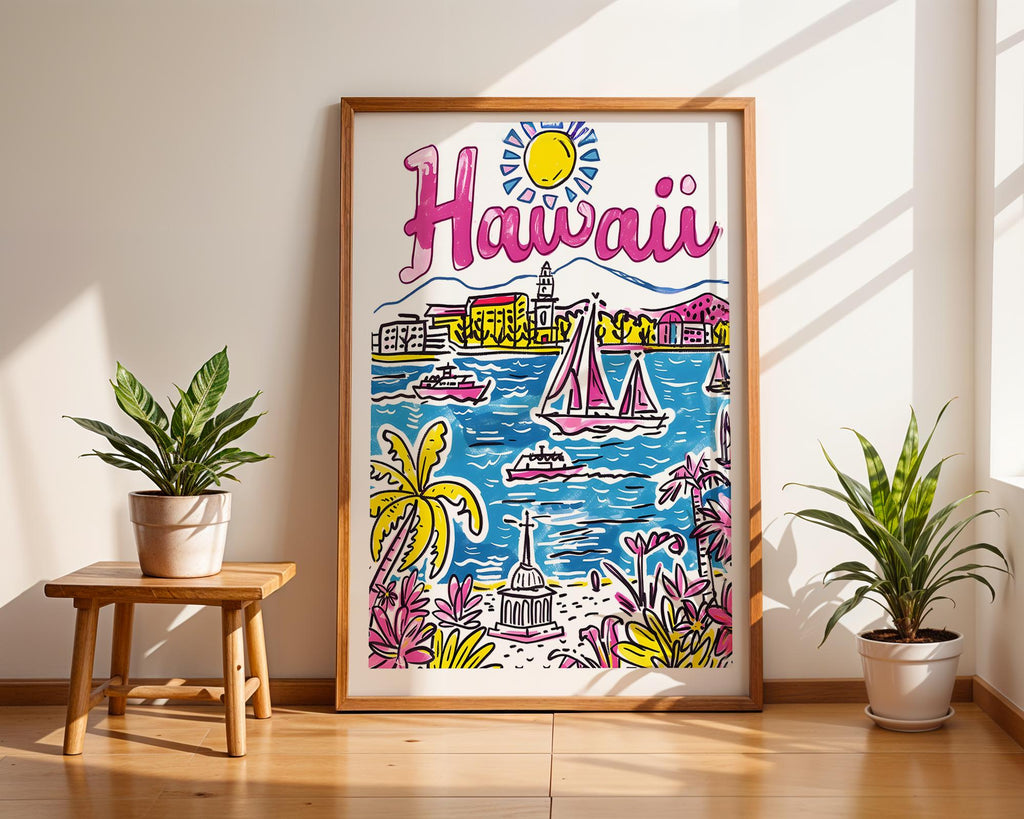 Hawaii Travel Poster | Colorful Island Art Print wall art print, modern home decor, unframed artwork by Nomad & Nest