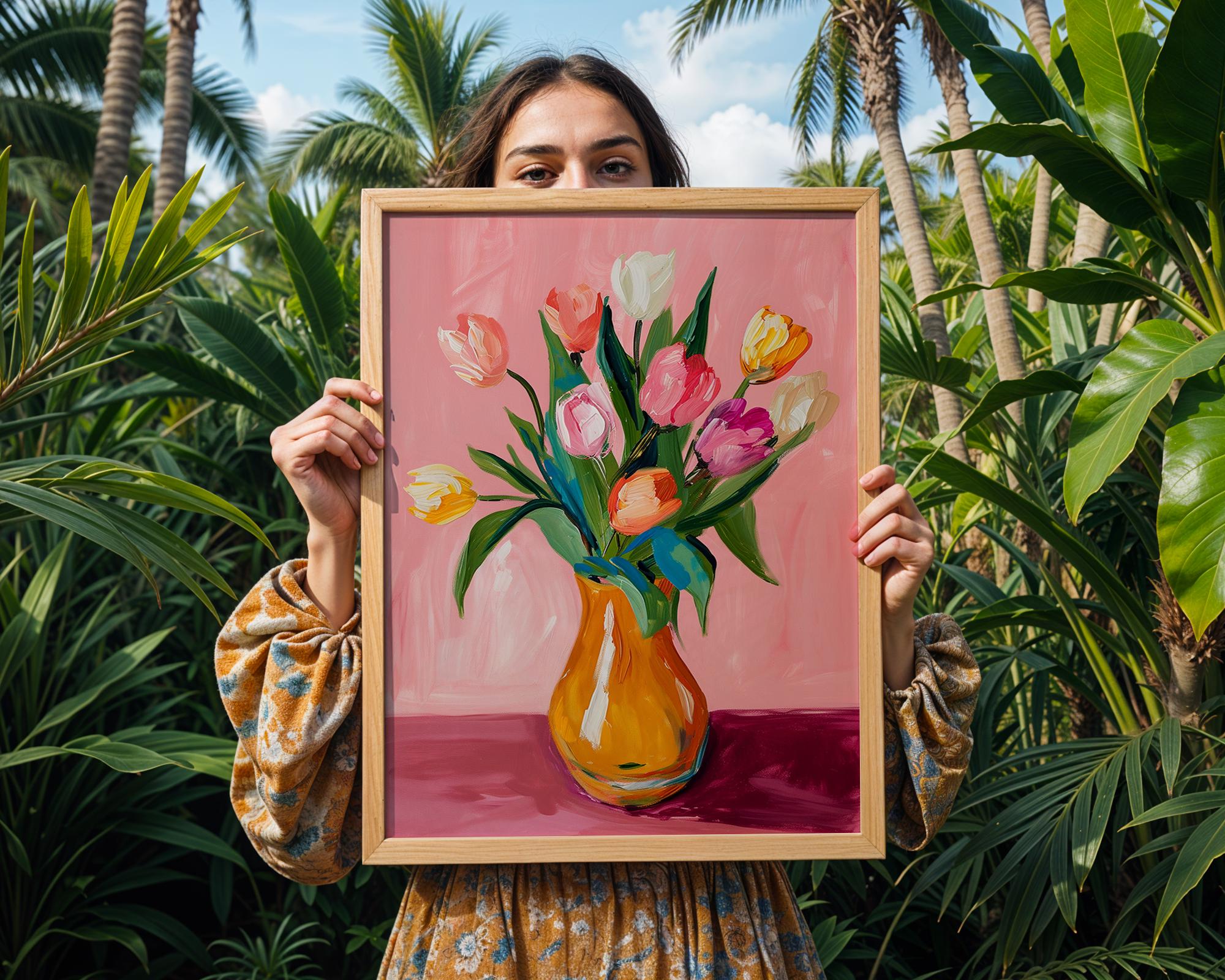 Colourful Prints | Tulips Floral Wall Art |  Botanical Print wall art print, modern home decor, unframed artwork by Nomad & Nest