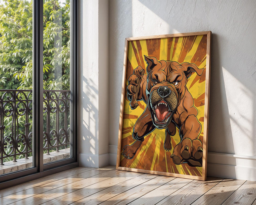 Pop Art Bulldog Poster | Superhero Comic Style Print wall art print, modern home decor, unframed artwork by Nomad & Nest