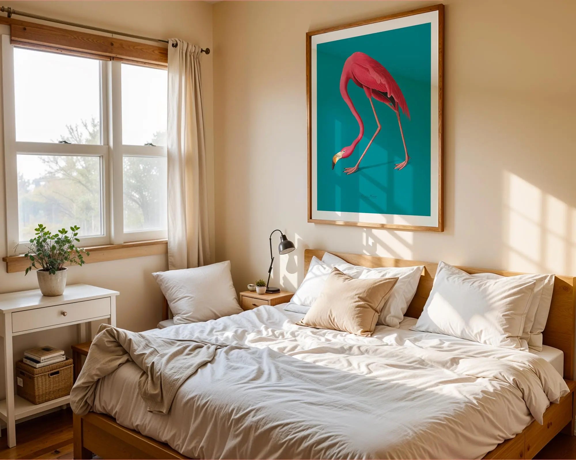 Pink Flamingo Art Print | Modern Tropical Bird Illustration wall art print, modern home decor, unframed artwork by Nomad & Nest