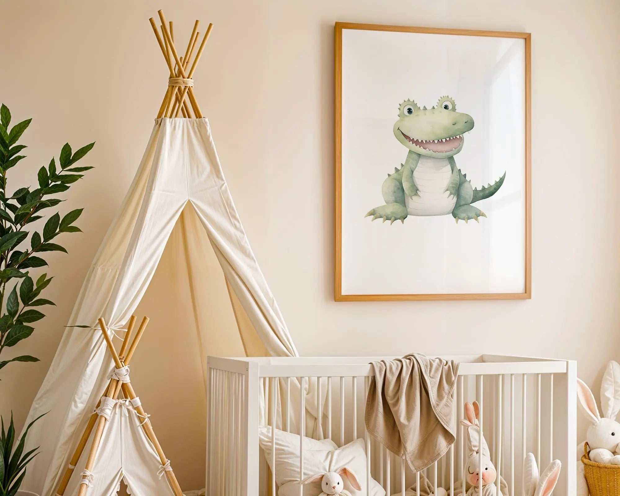 Playroom Ideas | Crocodile Nursery Wall Art | Jungle Animal Baby Print wall art print, modern home decor, unframed artwork by Nomad & Nest