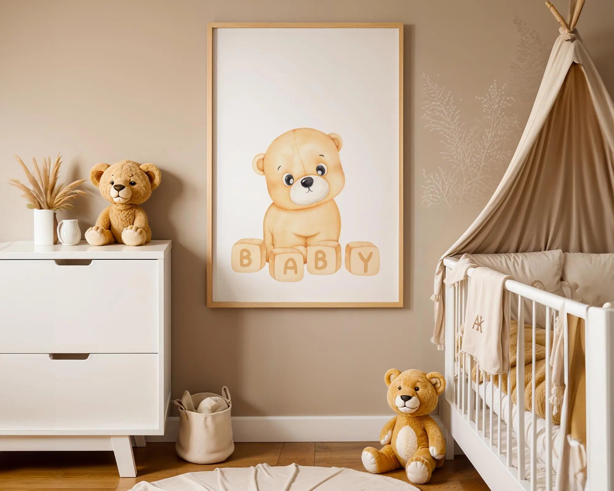 Playroom Ideas | Baby Bear Nursery Print | Alphabet Blocks Wall Art wall art print, modern home decor, unframed artwork by Nomad & Nest