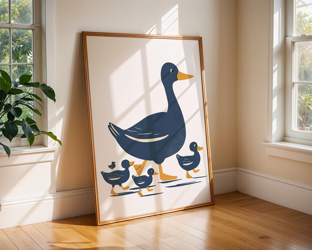 Mother Duck & Ducklings Art Print, Modern Nursery Decor wall art print, modern home decor, unframed artwork by Nomad & Nest