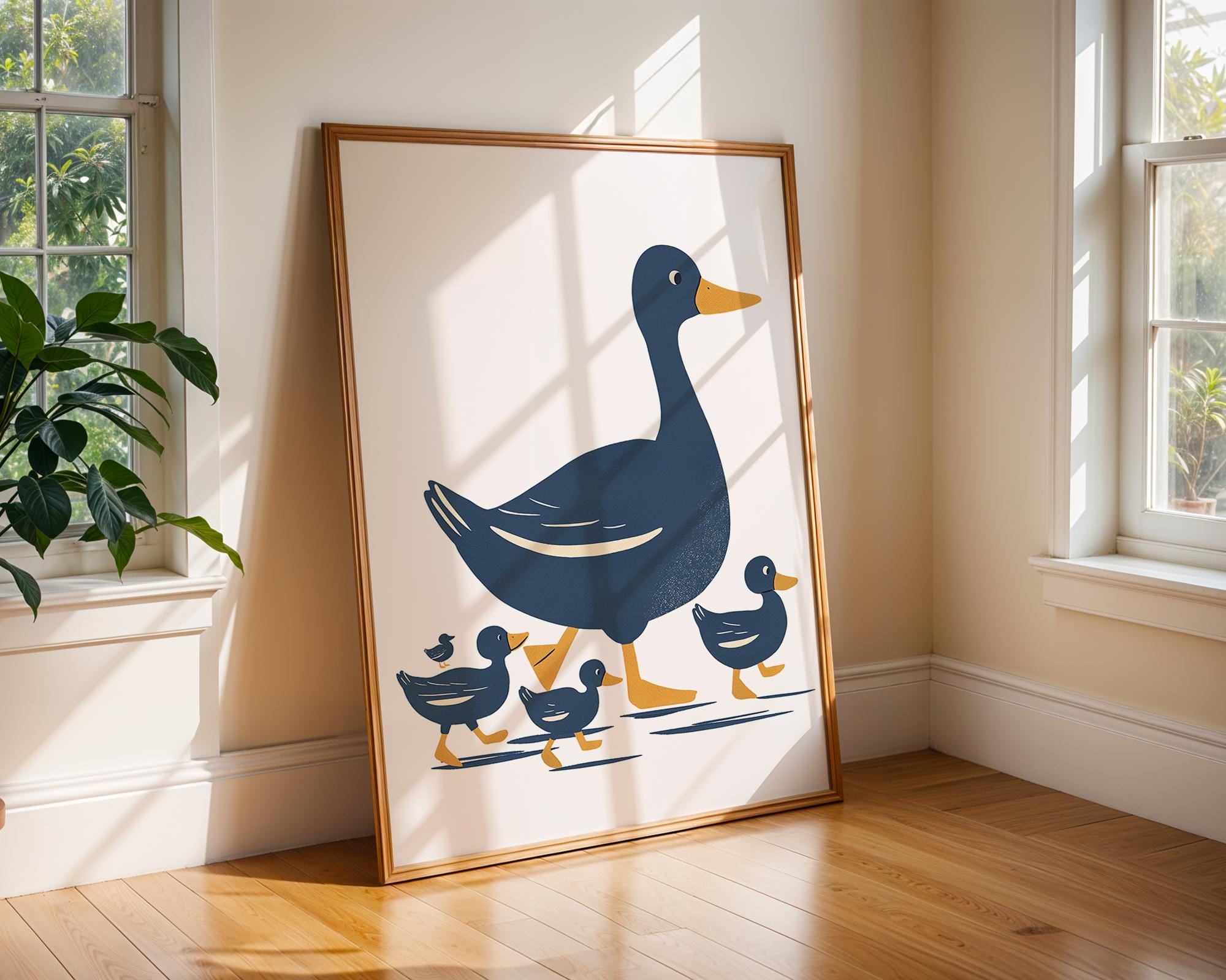 Mother Duck & Ducklings Art Print, Modern Nursery Decor wall art print, modern home decor, unframed artwork by Nomad & Nest
