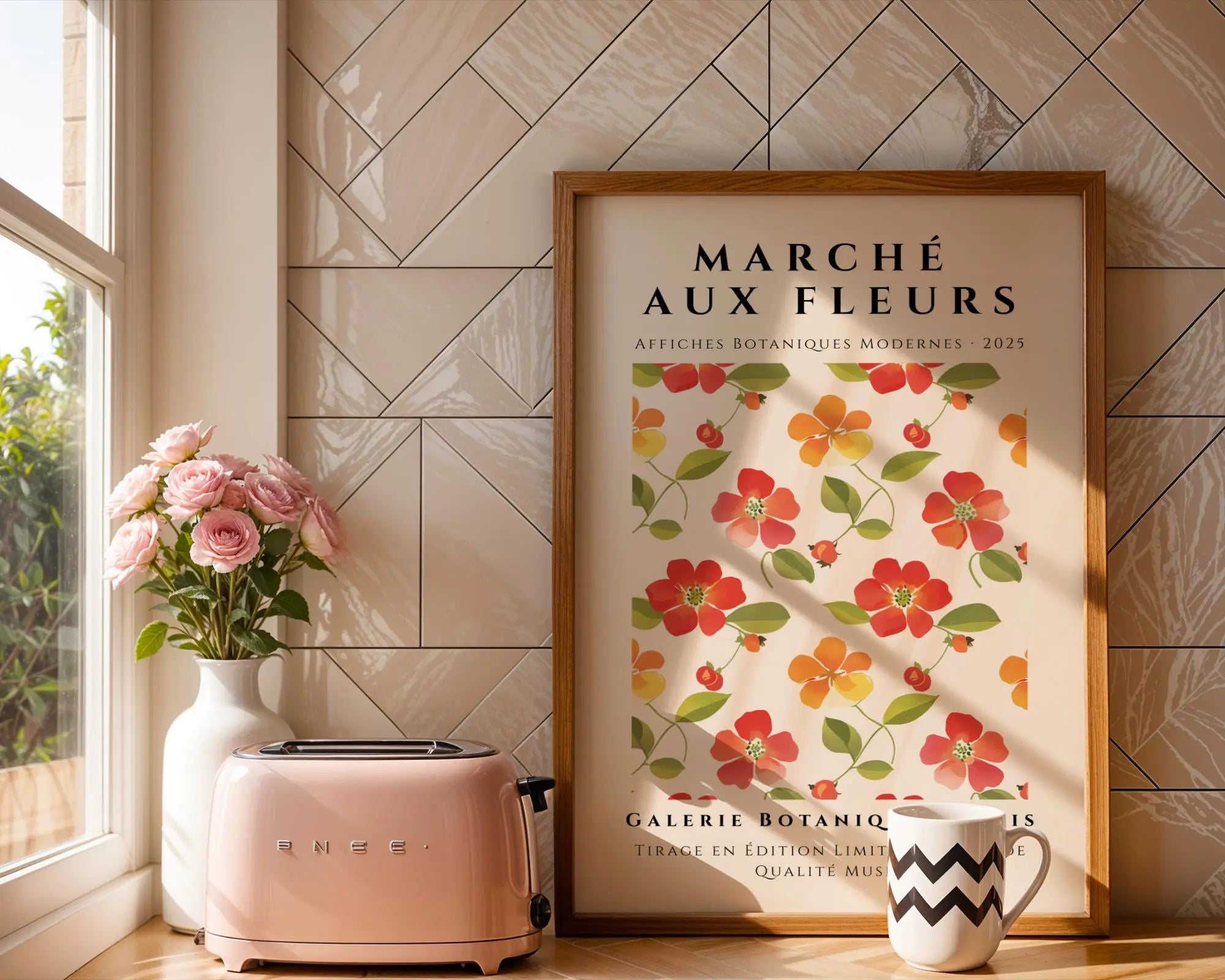 Red & Yellow Floral Wall Art Print | French Botanical Decor wall art print, modern home decor, unframed artwork by Nomad & Nest