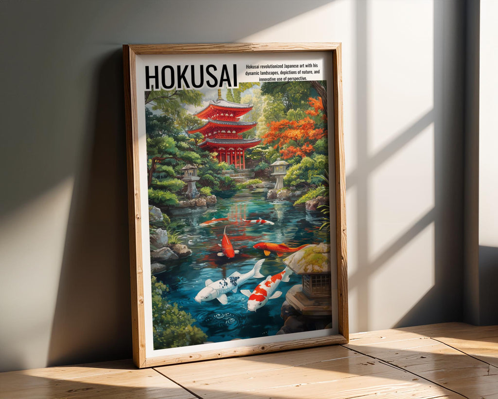 Japanese Poster | Koi Fish Pond Art Print –  Zen Garden Landscape wall art print, modern home decor, unframed artwork by Nomad & Nest