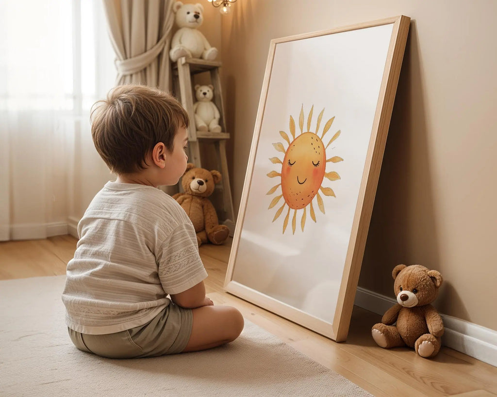 Playroom Ideas | Smiling Sun Nursery Wall Art | Happy Baby Room Decor wall art print, modern home decor, unframed artwork by Nomad & Nest