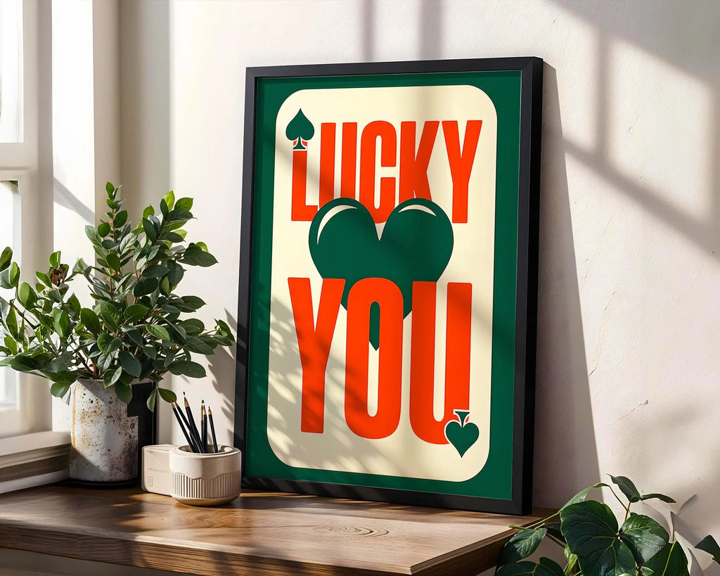 Lucky You Retro Card Art Print | Bold Typography Wall Decor wall art print, modern home decor, unframed artwork by Nomad & Nest