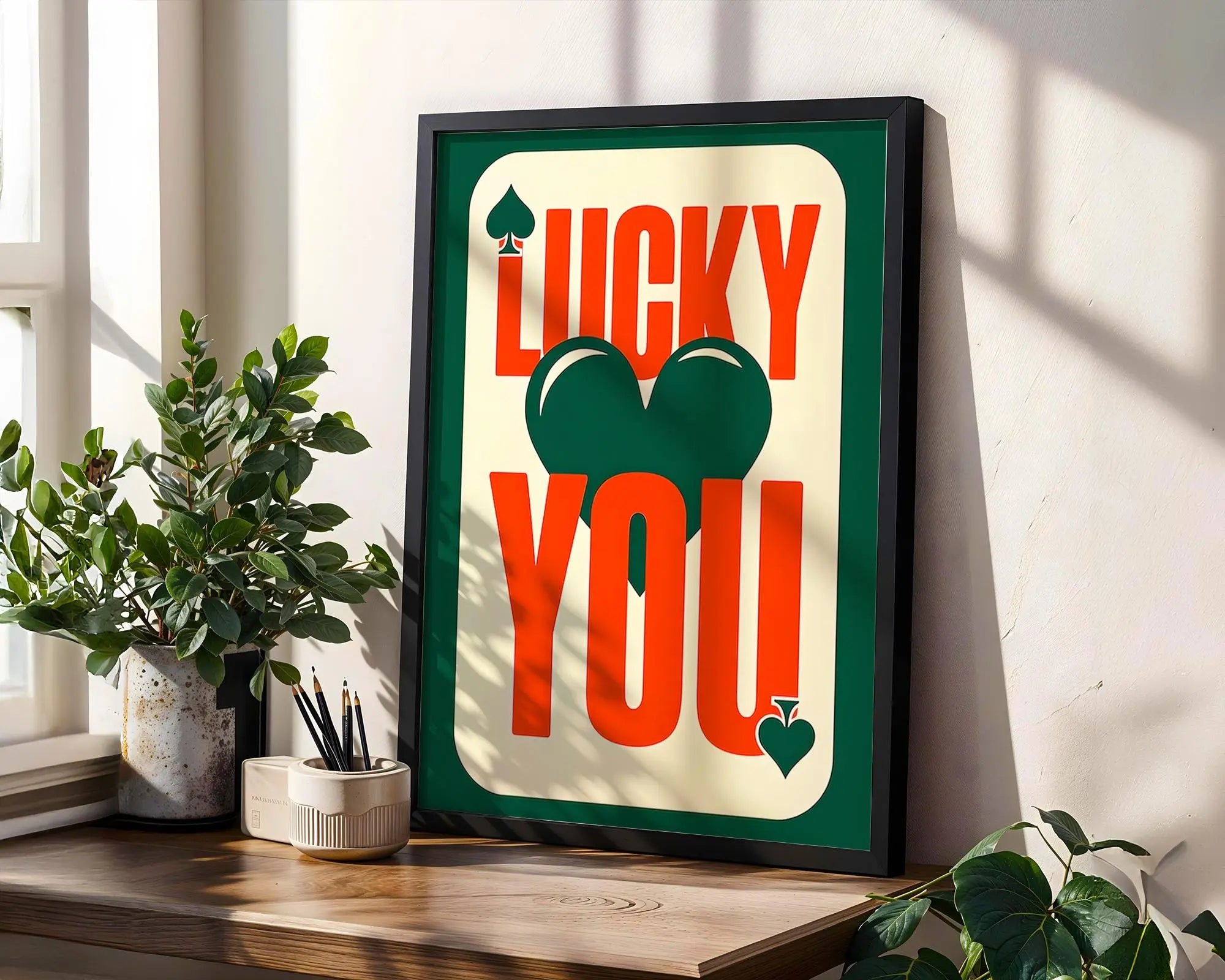 Lucky You Retro Card Art Print | Bold Typography Wall Decor wall art print, modern home decor, unframed artwork by Nomad & Nest