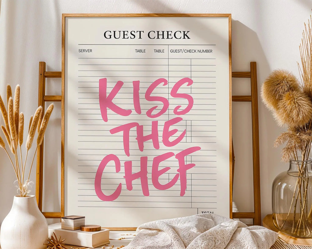 Kiss The Chef Print | Retro Restaurant Wall Art wall art print, modern home decor, unframed artwork by Nomad & Nest