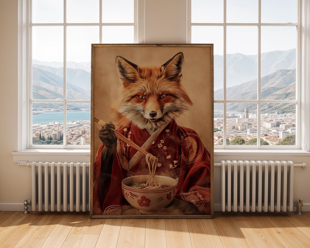 Fox Ramen Art Print | Kimono Animal Poster wall art print, modern home decor, unframed artwork by Nomad & Nest