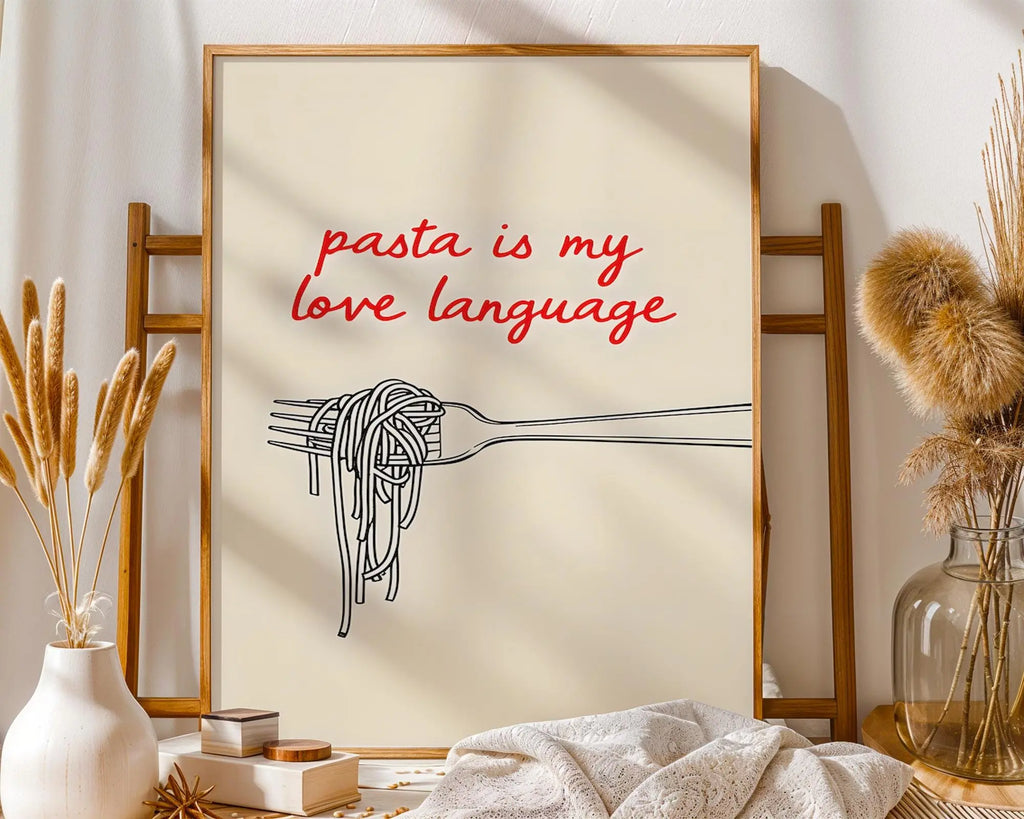 Pasta Is My Love Language Print | Italian Food Line Art Poster wall art print, modern home decor, unframed artwork by Nomad & Nest