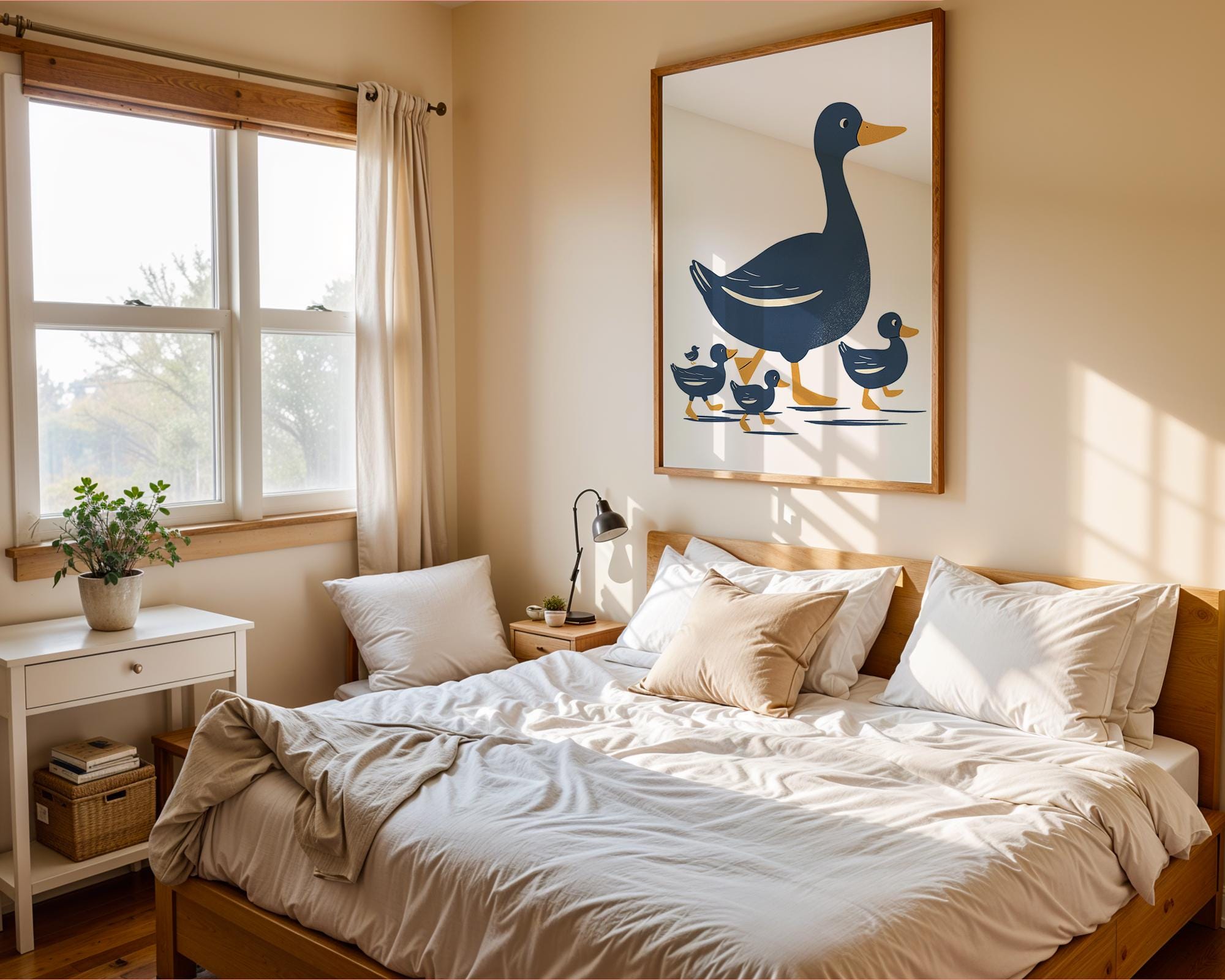 Mother Duck & Ducklings Art Print, Modern Nursery Decor wall art print, modern home decor, unframed artwork by Nomad & Nest