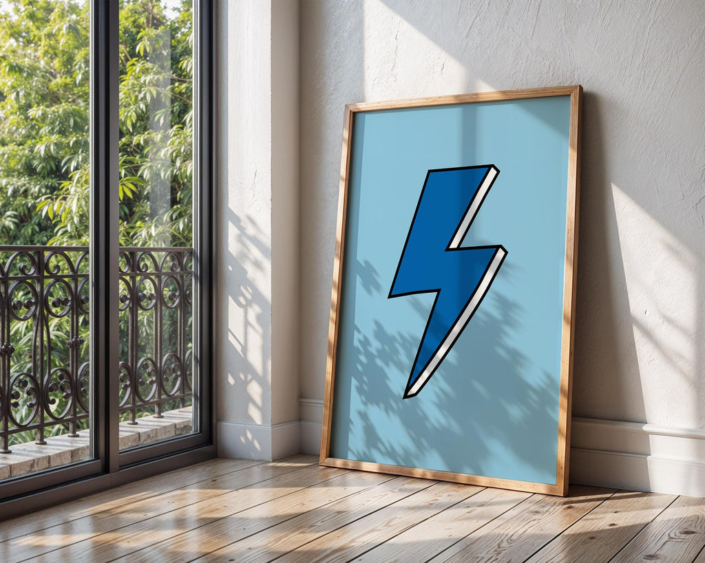Blue Lightning Bolt Print | Trendy Pop Art Poster wall art print, modern home decor, unframed artwork by Nomad & Nest