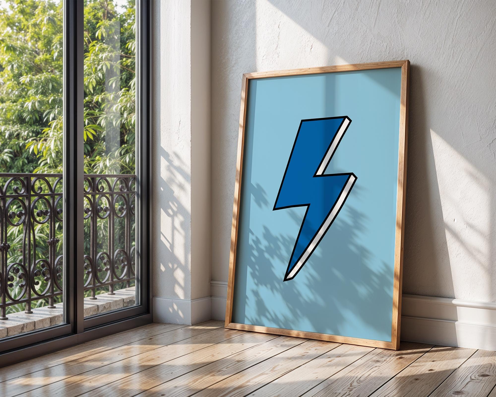 Blue Lightning Bolt Print | Trendy Pop Art Poster wall art print, modern home decor, unframed artwork by Nomad & Nest