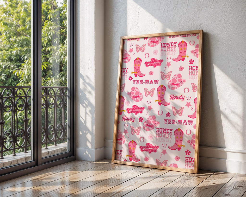 Pink Disco Cowgirl Print | Western Wall Art Poster wall art print, modern home decor, unframed artwork by Nomad & Nest