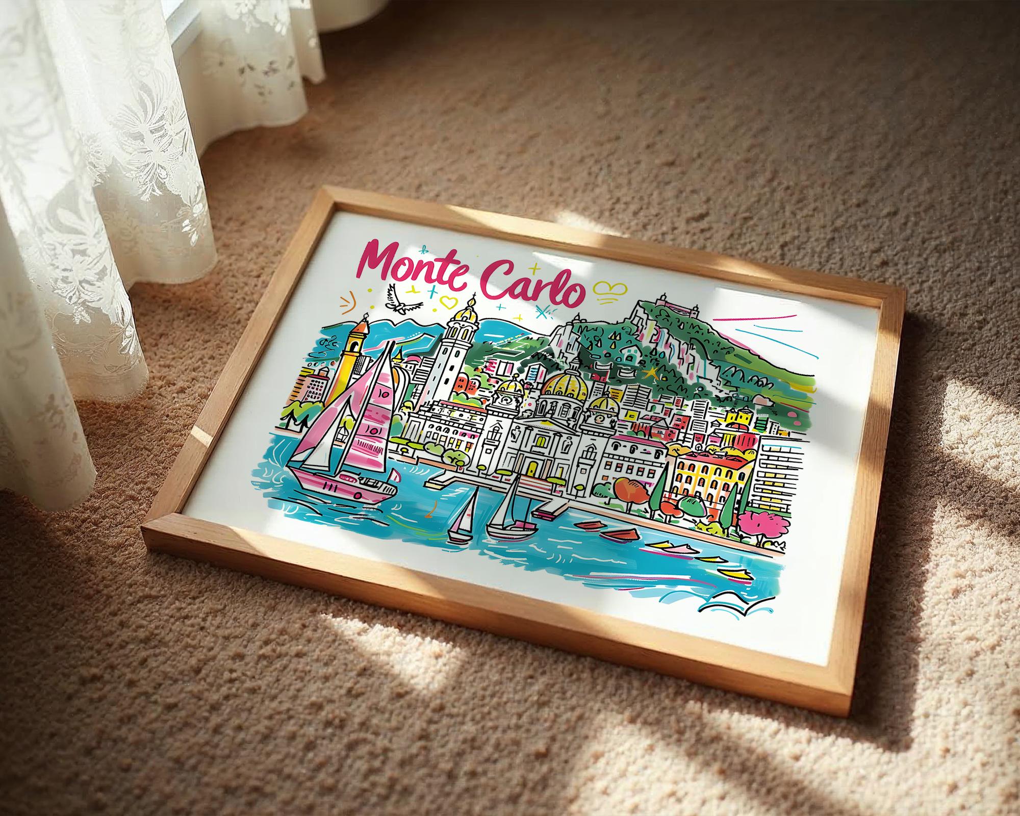 Monte Carlo Art Print | Colorful French Riviera Travel Poster wall art print, modern home decor, unframed artwork by Nomad & Nest