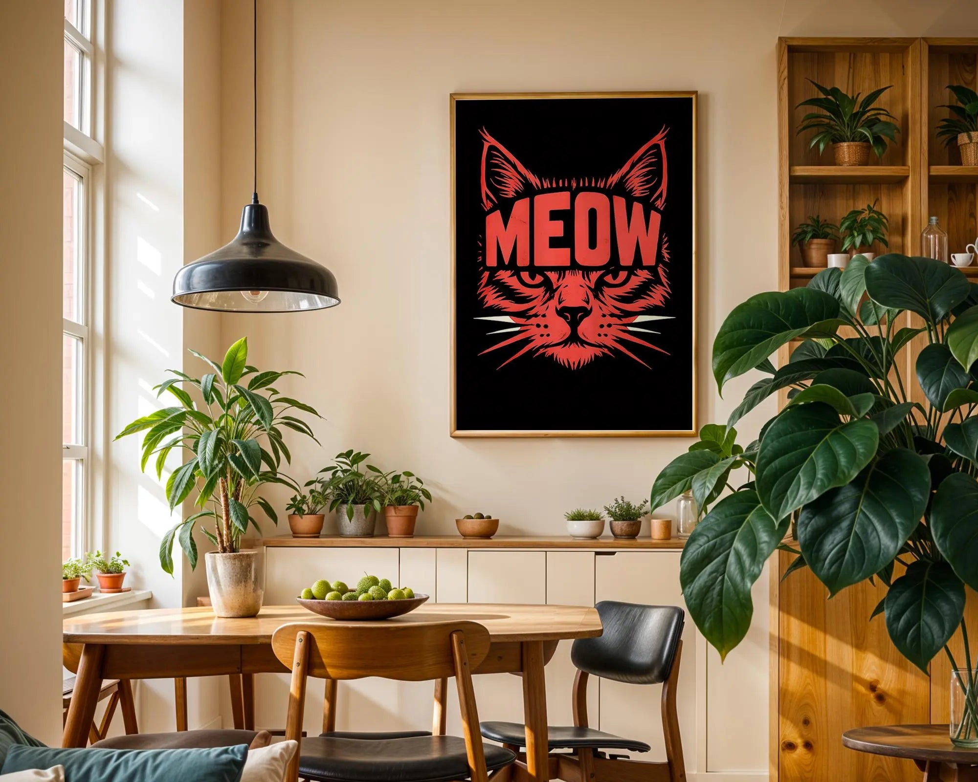Positive Emotion | Meow Cat Poster | Bold Graphic Feline Wall Art | Modern Pop Animal Print wall art print, modern home decor, unframed artwork by Nomad & Nest