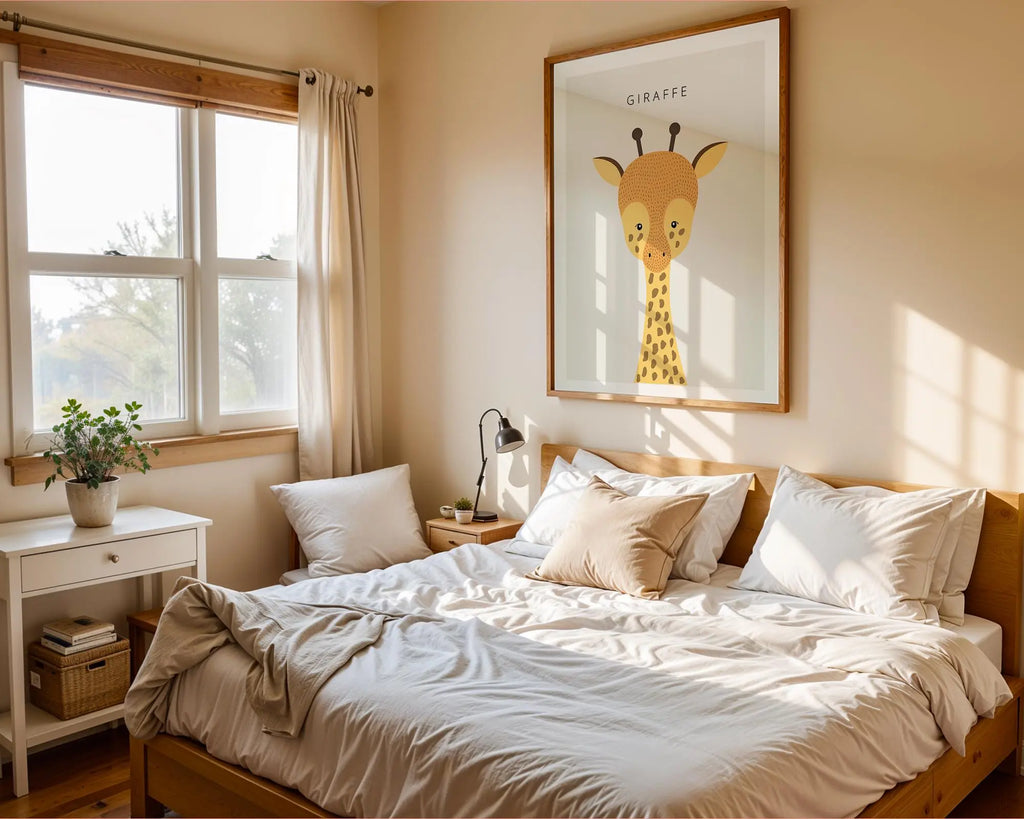 Giraffe Nursery Print | Scandinavian Kids Room Animal Poster wall art print, modern home decor, unframed artwork by Nomad & Nest