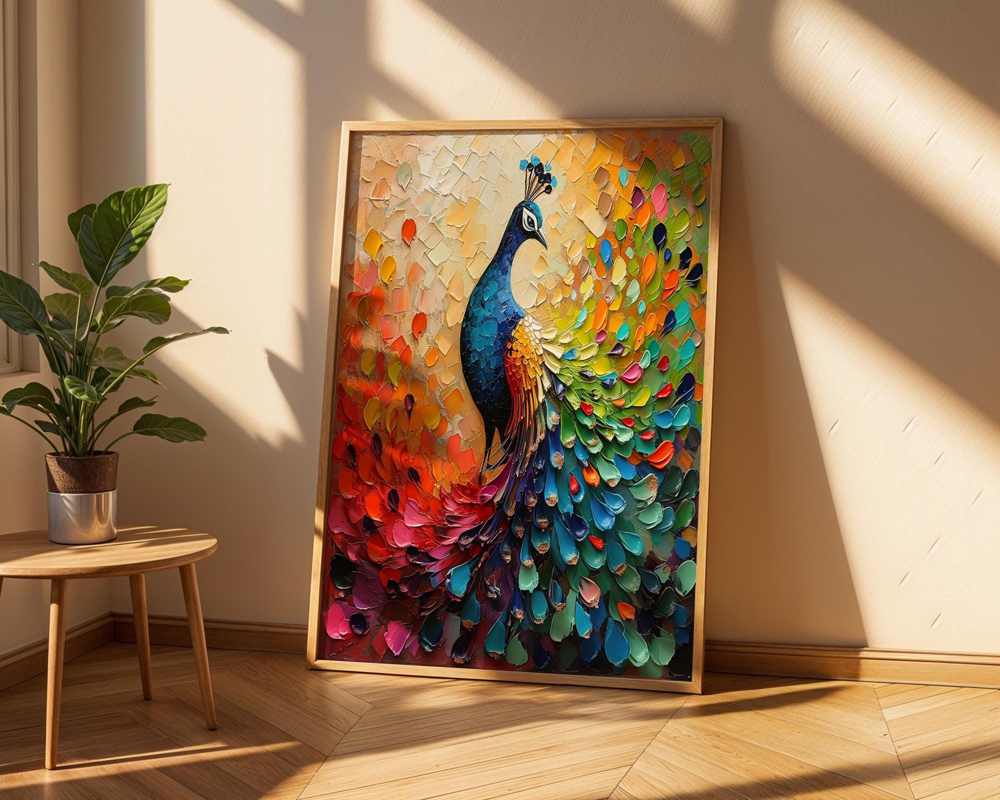 Colourful Prints | Peacock Print |  Textured Wall Art, Boho Home Decor wall art print, modern home decor, unframed artwork by Nomad & Nest