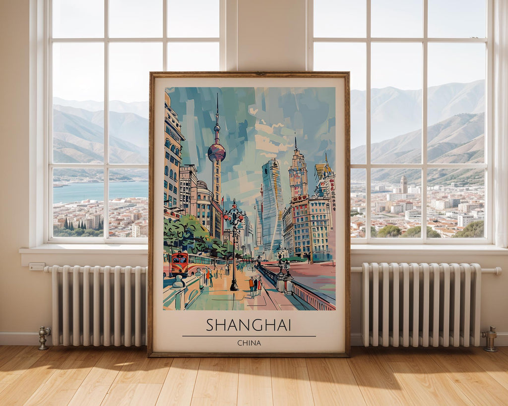 Shanghai Skyline Art Print | Modern China Cityscape (260gsm Matte Paper) wall art print, modern home decor, unframed artwork by Nomad & Nest