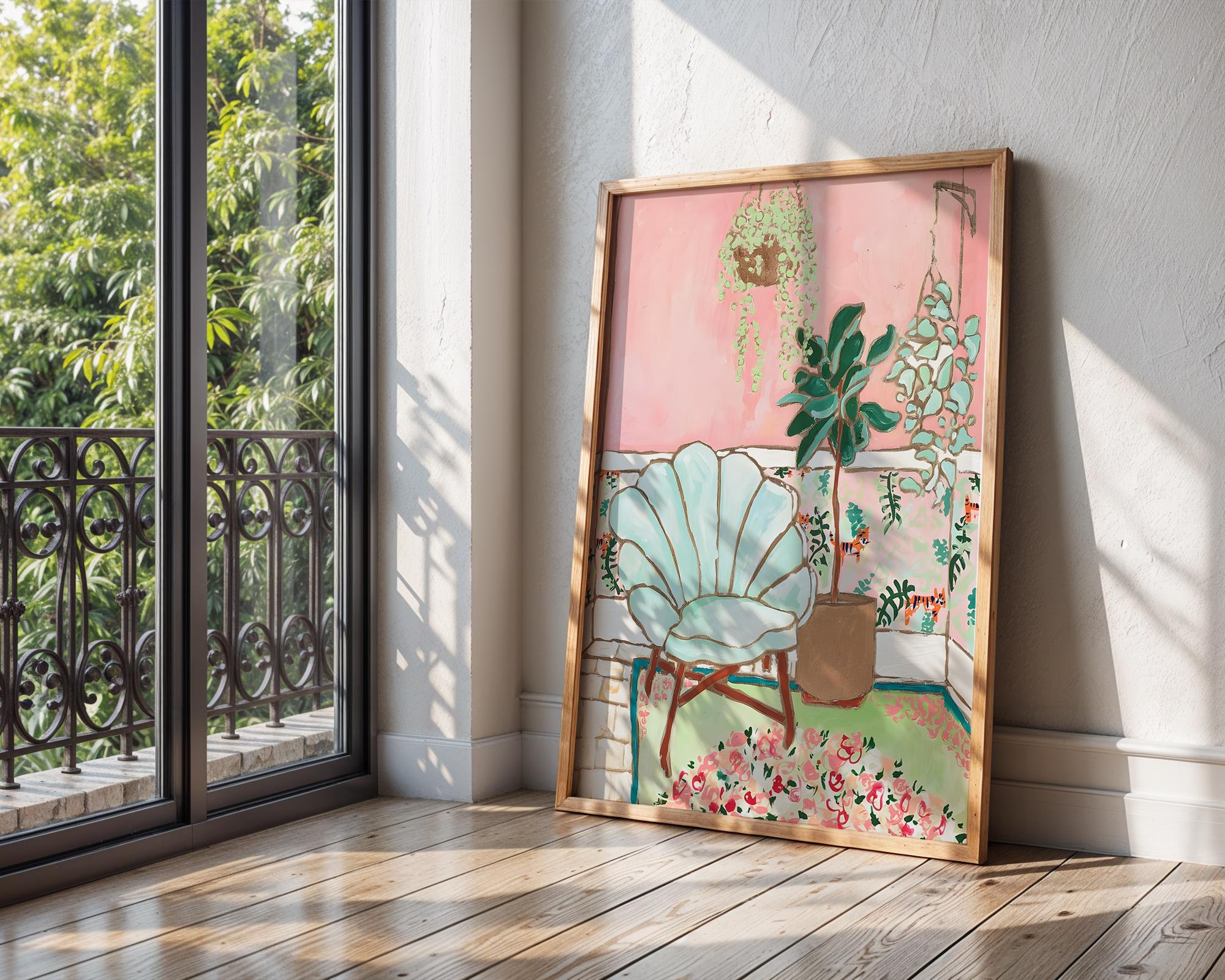 Pastel Interior Art Print | Mid-Century Modern Home Decor wall art print, modern home decor, unframed artwork by Nomad & Nest