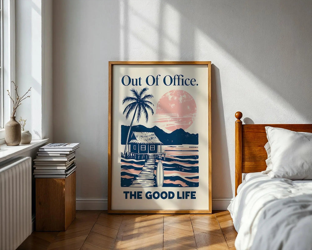 Positive Emotion | Out Of Office The Good Life Wall Art | Tropical Escape Poster | Vacation Decor wall art print, modern home decor, unframed artwork by Nomad & Nest