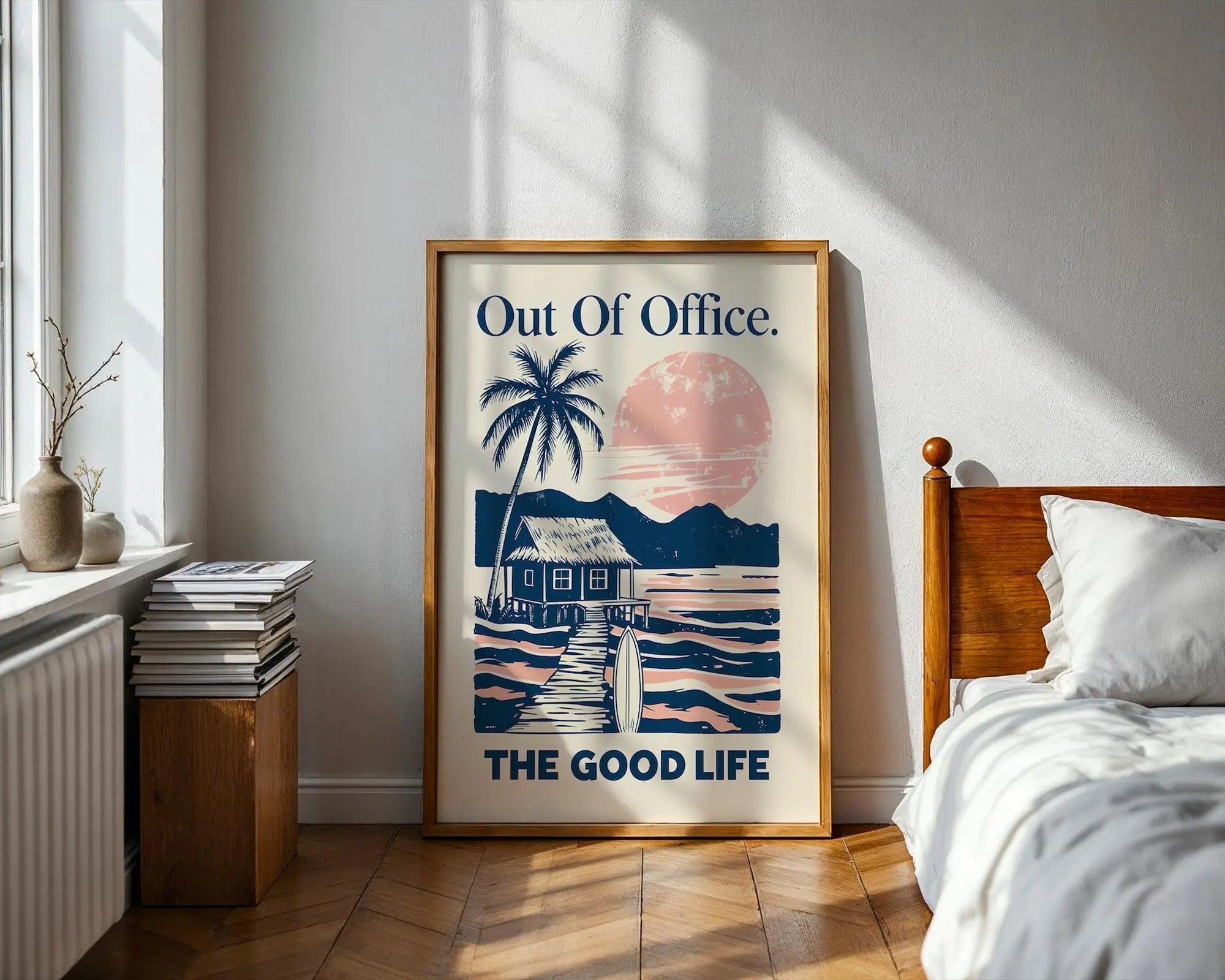 Positive Emotion | Out Of Office The Good Life Wall Art | Tropical Escape Poster | Vacation Decor wall art print, modern home decor, unframed artwork by Nomad & Nest