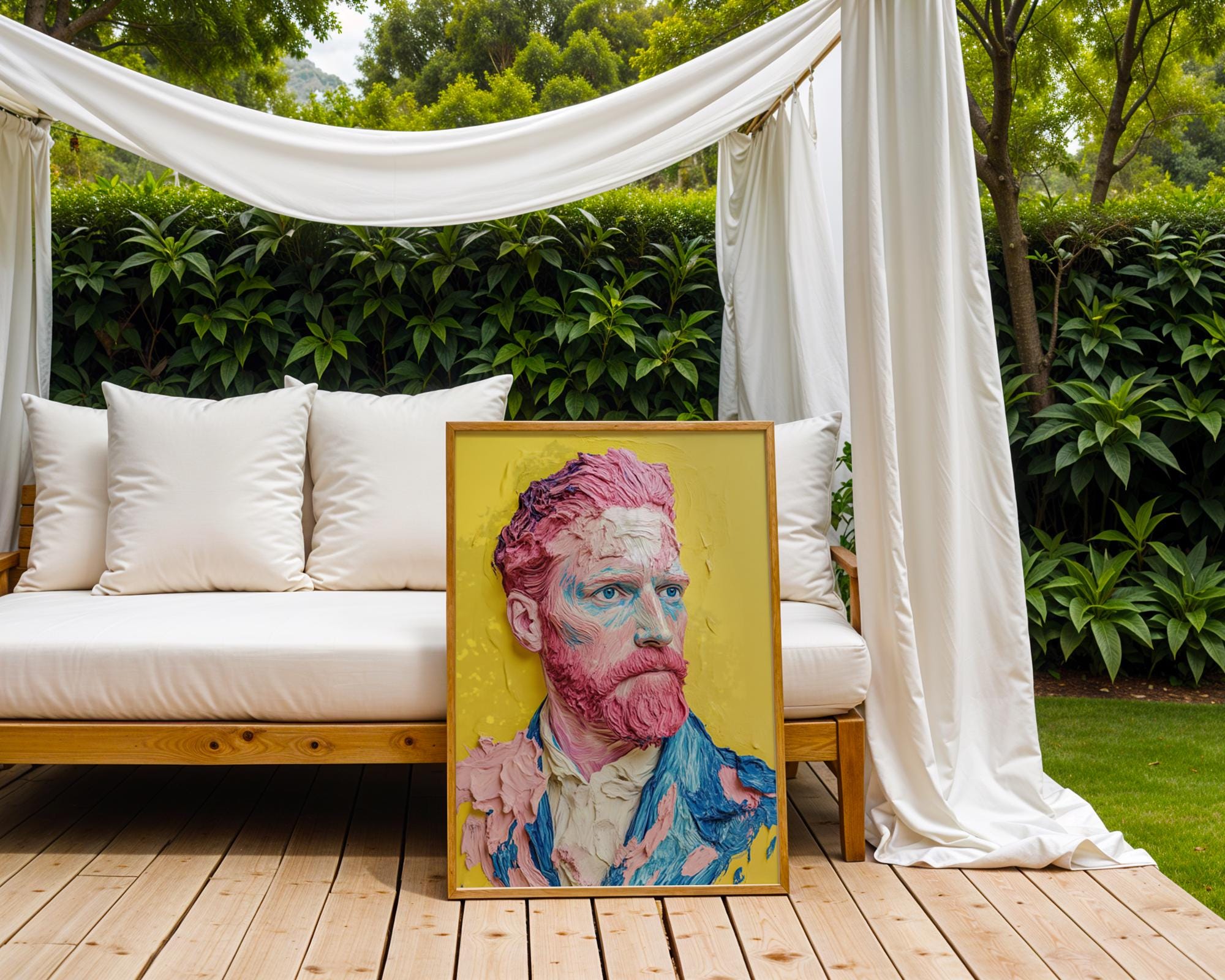 Pop Art Van Gogh Portrait | Pink & Blue Impasto Print wall art print, modern home decor, unframed artwork by Nomad & Nest
