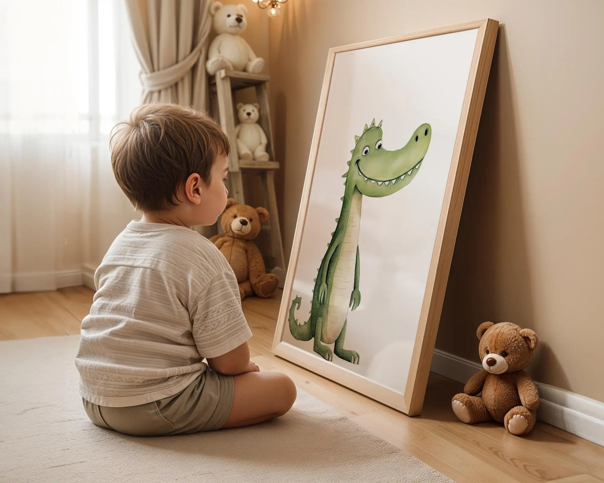 Playroom Ideas | Crocodile Nursery Wall Art | Jungle Animal Baby Illustration wall art print, modern home decor, unframed artwork by Nomad & Nest