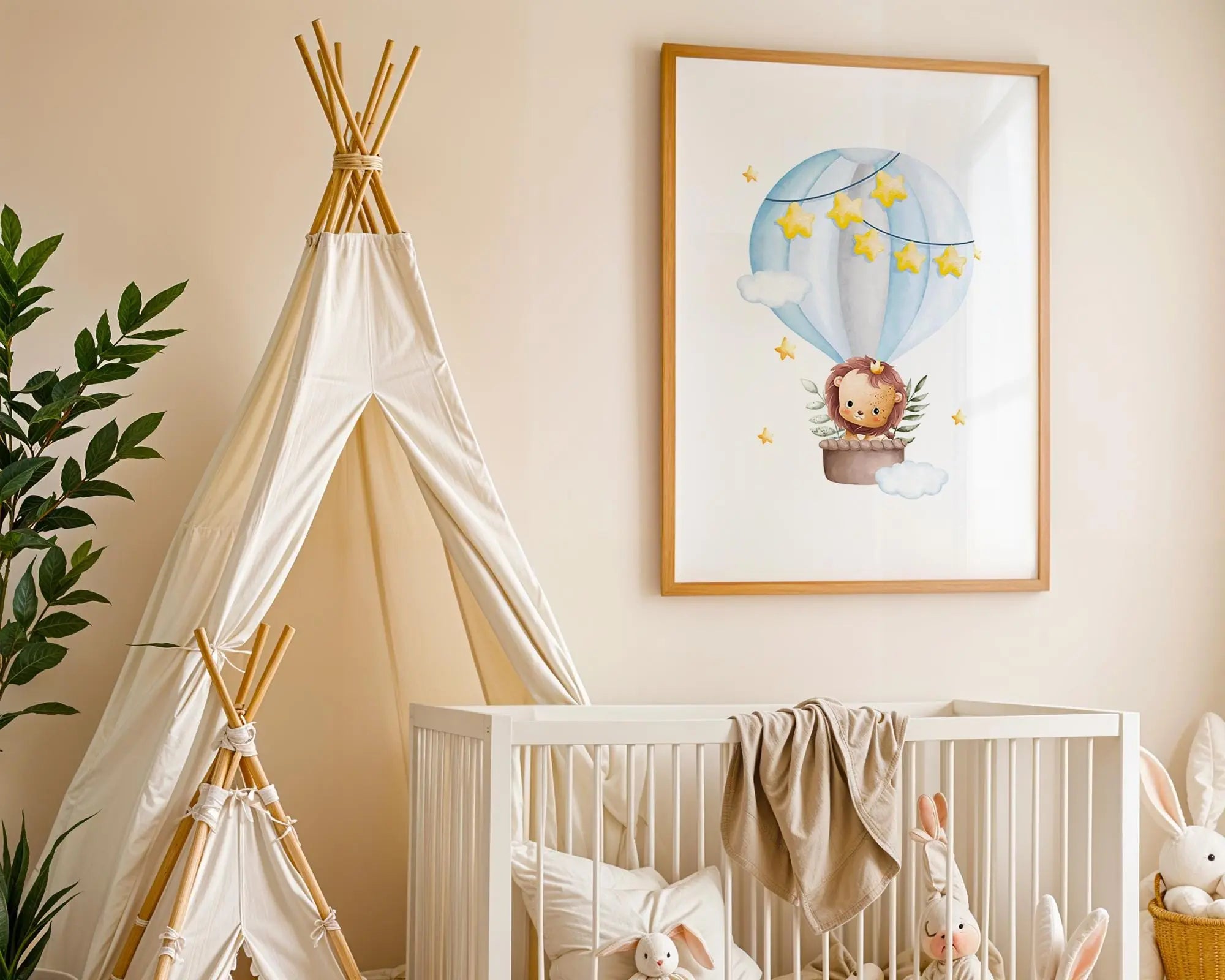 Playroom Ideas | Lion Balloon Nursery Art | Safari Animal Wall Print wall art print, modern home decor, unframed artwork by Nomad & Nest