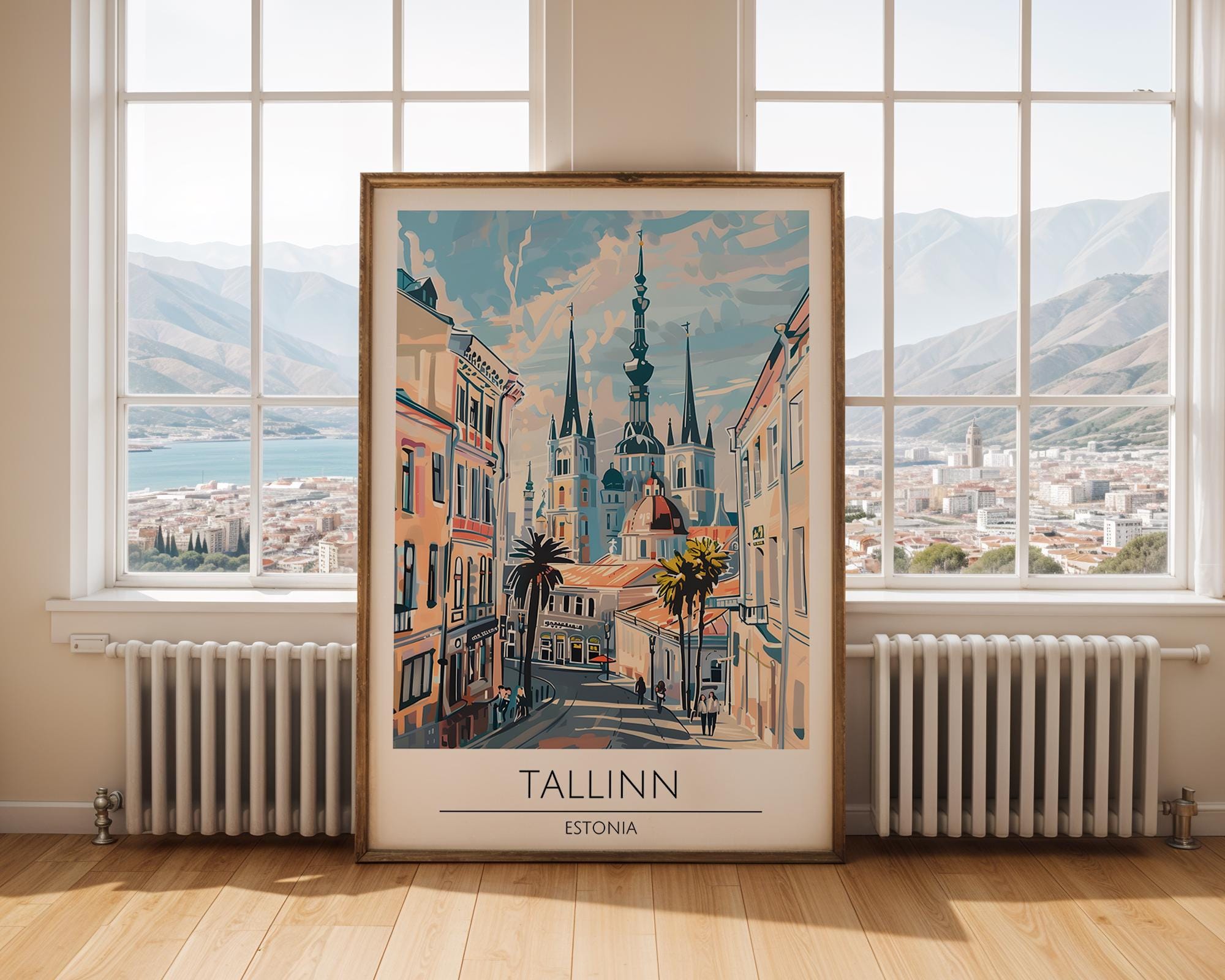 Tallinn Estonia Skyline Poster | Colorful Baltic Travel Art wall art print, modern home decor, unframed artwork by Nomad & Nest