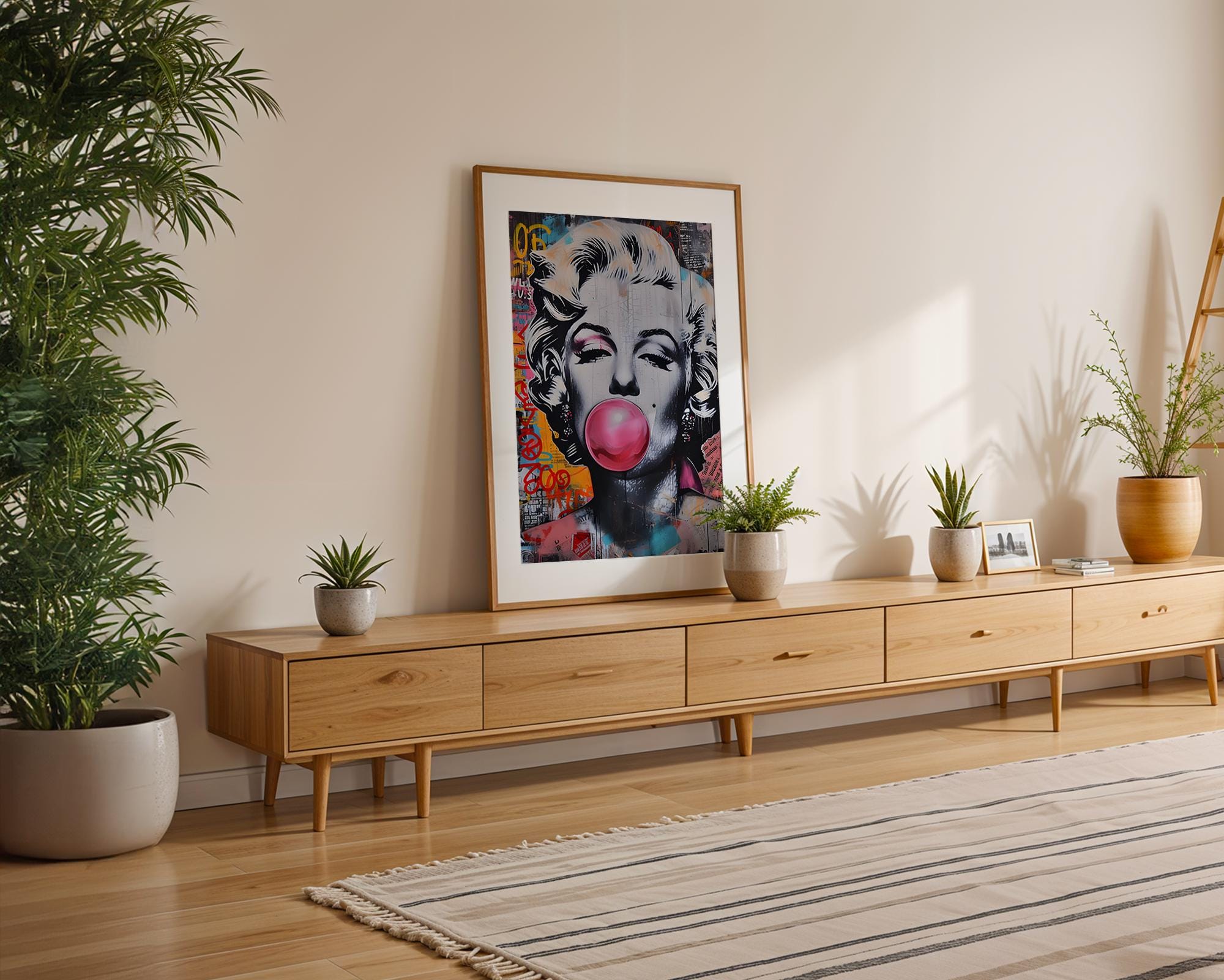 Modern Pop Art | Marilyn Monroe Bubble Gum Graffiti  Print | Vintage Hollywood  Decor wall art print, modern home decor, unframed artwork by Nomad & Nest