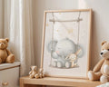 Playroom Ideas | Elephant Swing Nursery Art | Neutral Safari Baby Print wall art print, modern home decor, unframed artwork by Nomad & Nest