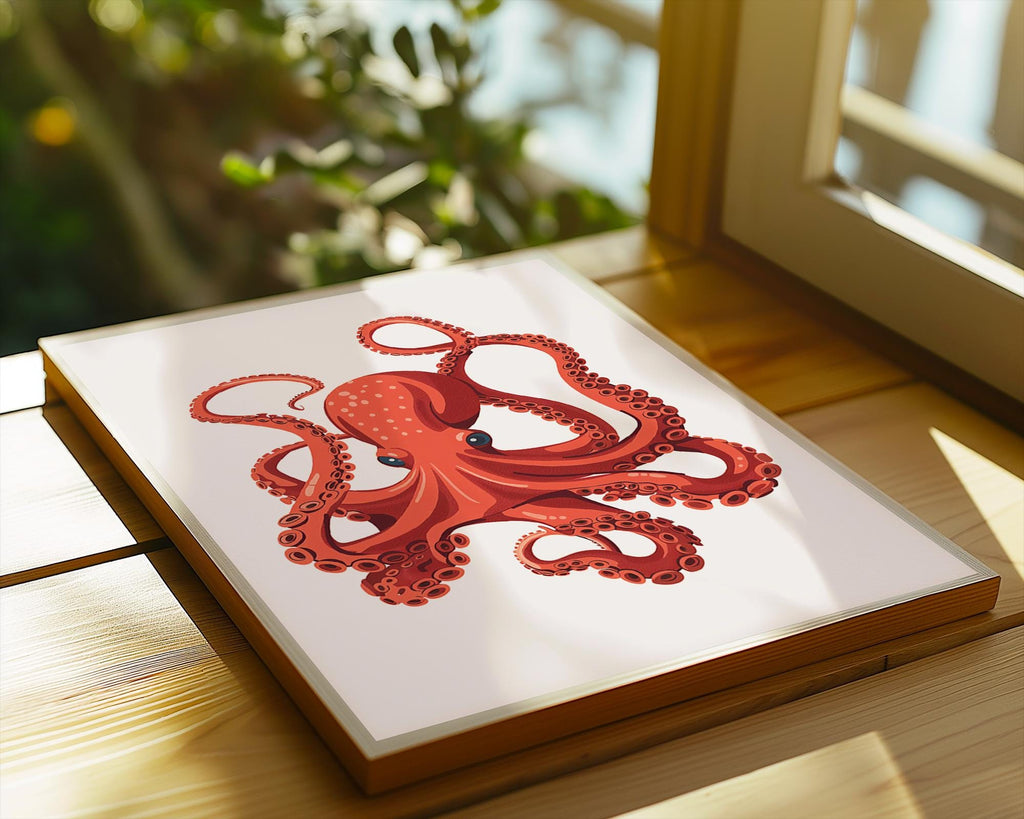 Orange Octopus Art Print | Modern Marine Nursery Decor wall art print, modern home decor, unframed artwork by Nomad & Nest