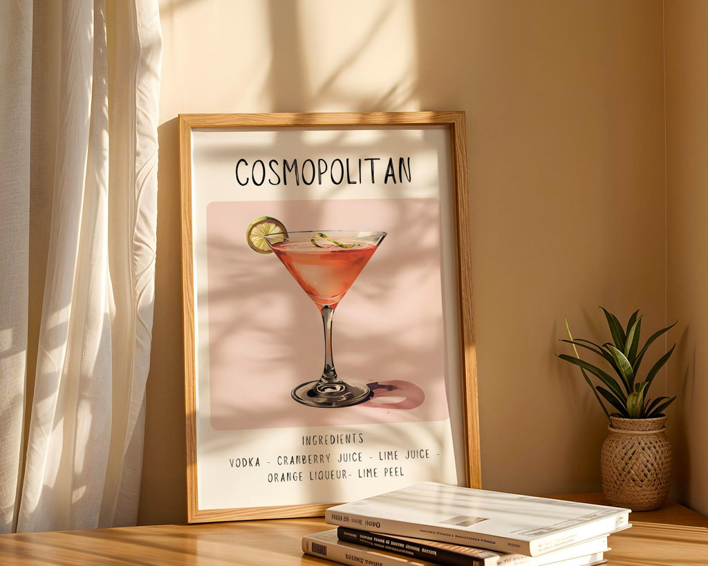 Cosmopolitan Cocktail Art Print | Minimalist Bar Cart Decor wall art print, modern home decor, unframed artwork by Nomad & Nest