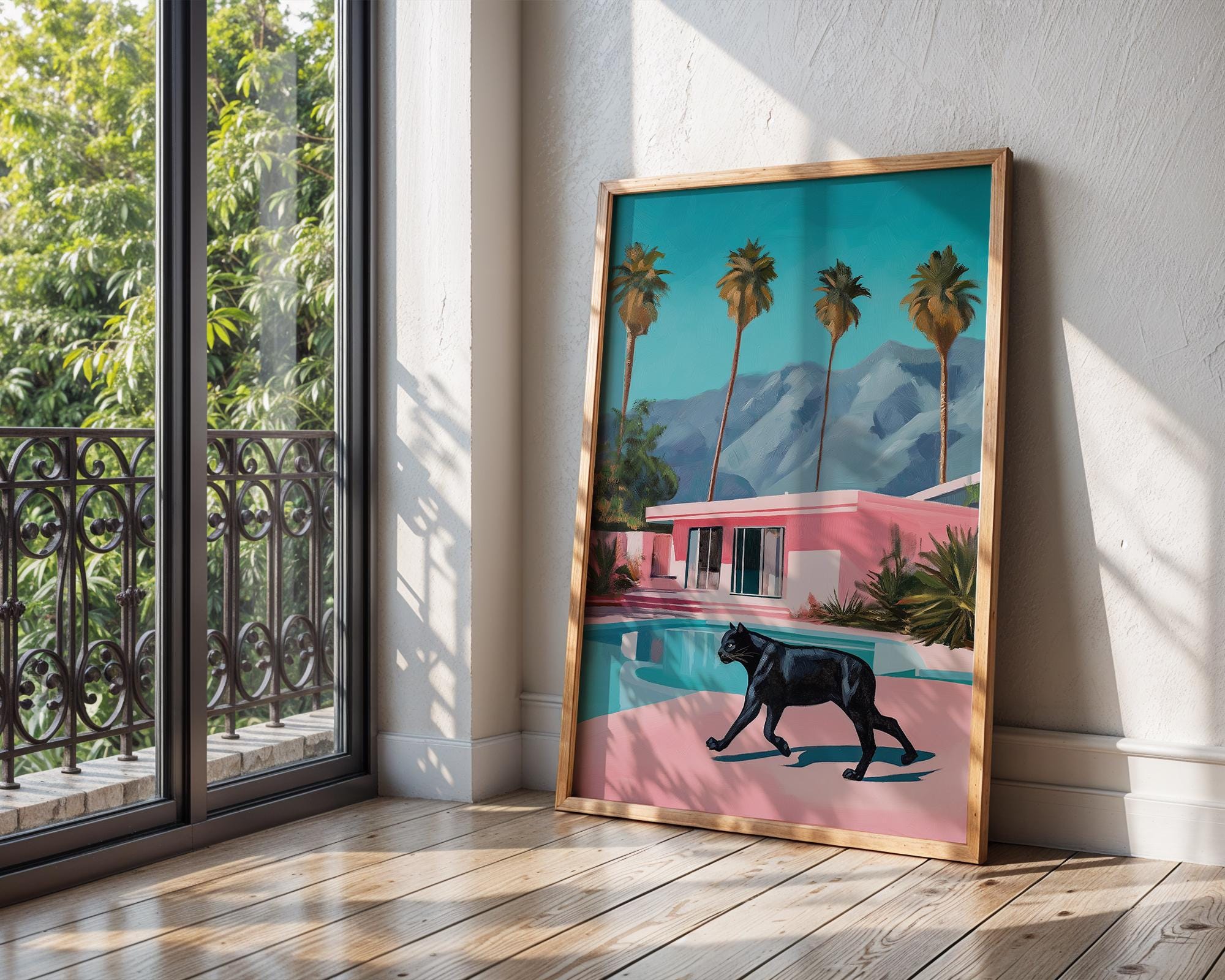 Black Panther Pool Art Print | Tropical Modern Home Decor wall art print, modern home decor, unframed artwork by Nomad & Nest