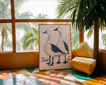 Blue Geese Farmhouse Print, Rustic Kitchen Wall Art wall art print, modern home decor, unframed artwork by Nomad & Nest