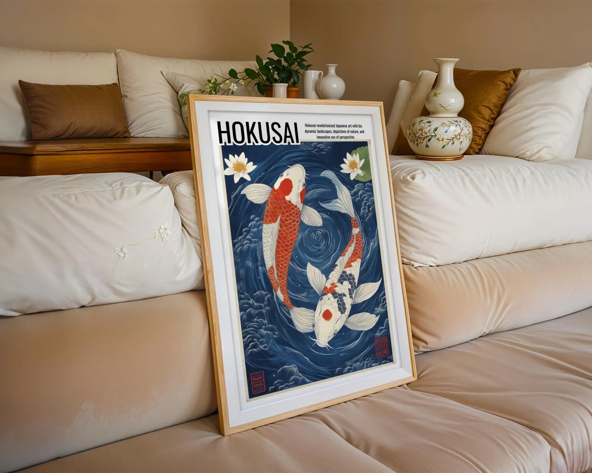 Japanese Poster | Koi Fish Art Print –  Hokusai Style, Zen Decor wall art print, modern home decor, unframed artwork by Nomad & Nest