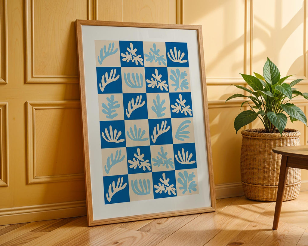 Matisse Style Blue Leaf Print | Coastal Modern Art Poster wall art print, modern home decor, unframed artwork by Nomad & Nest
