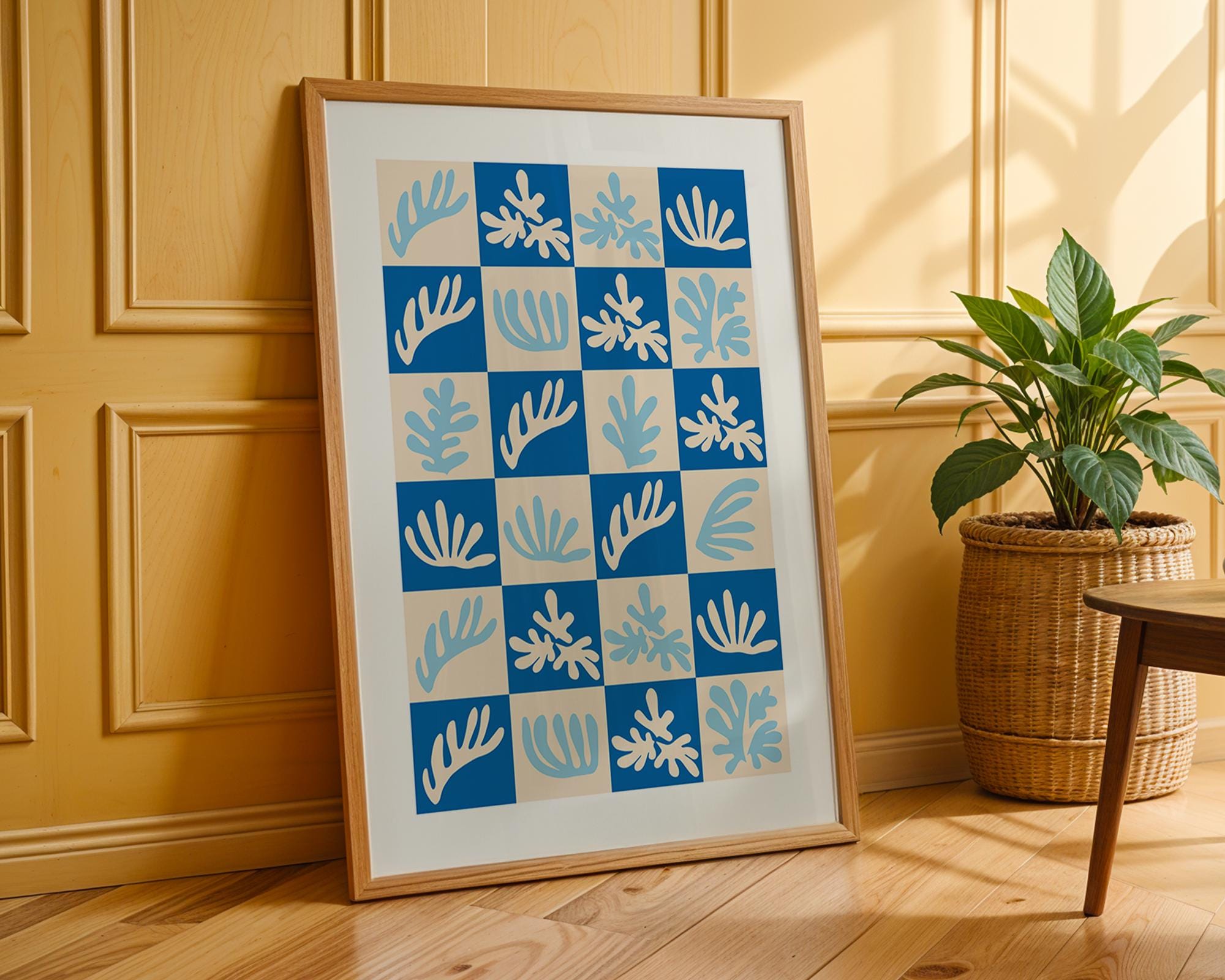 Matisse Style Blue Leaf Print | Coastal Modern Art Poster wall art print, modern home decor, unframed artwork by Nomad & Nest
