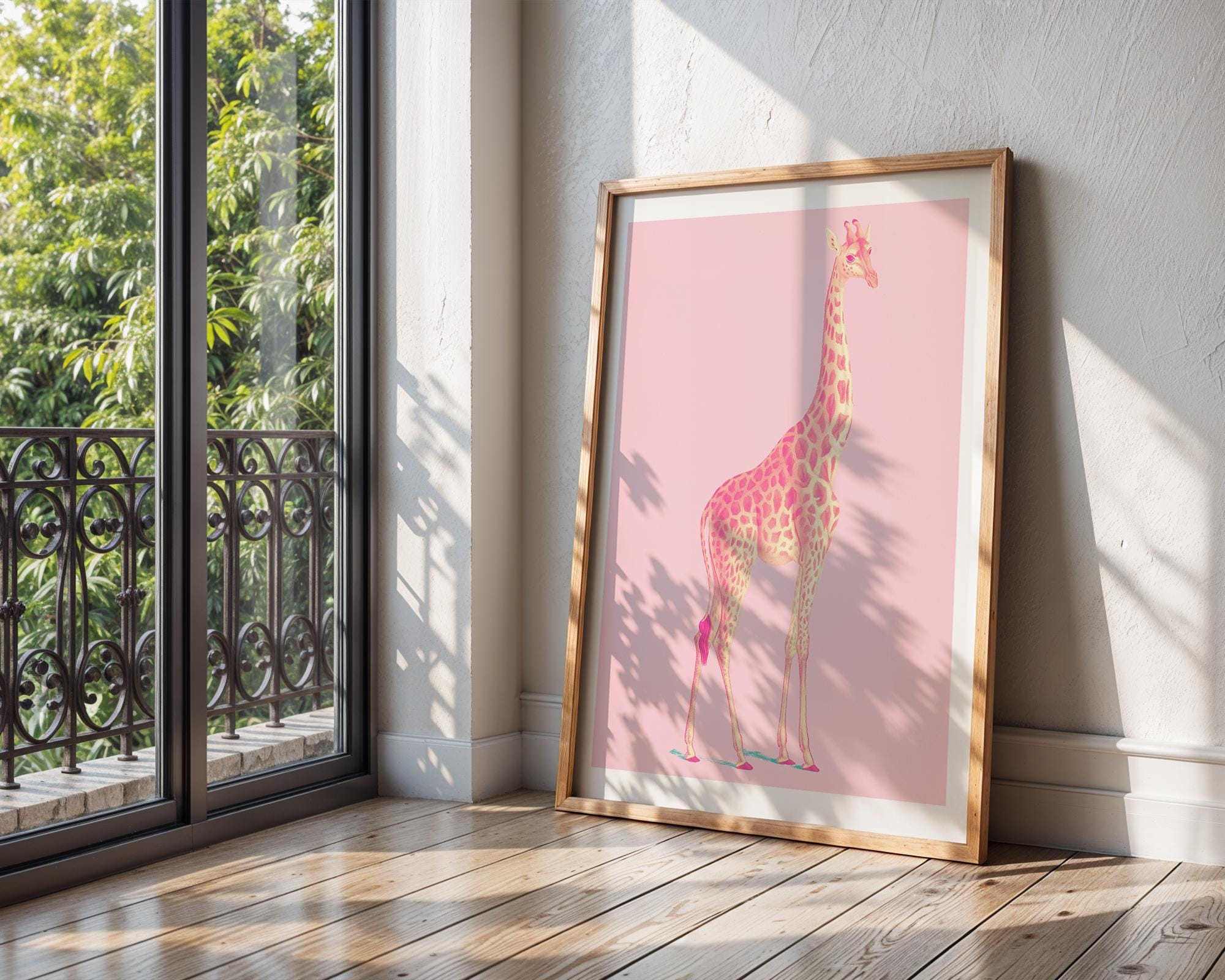 Pink Giraffe Print | Modern Animal Wall Art wall art print, modern home decor, unframed artwork by Nomad & Nest