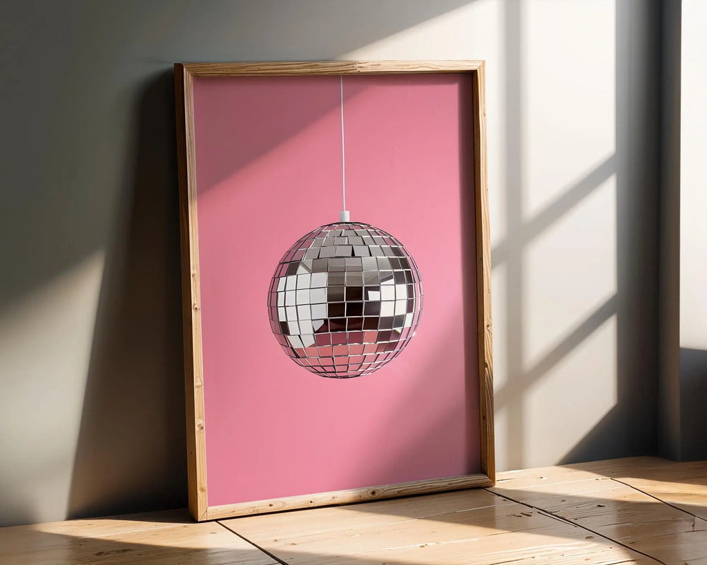 Modern Pop Art | Pink Disco Ball Print | Modern Minimalist wall art print, modern home decor, unframed artwork by Nomad & Nest