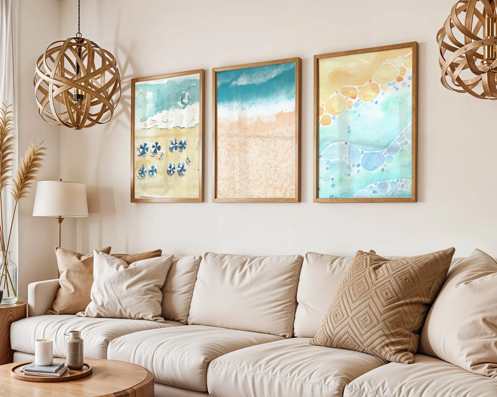 Colourful Prints | Ocean Watercolour Art Prints | Abstract Coastal Wall Decor (Set of 3) wall art print, modern home decor, unframed artwork by Nomad & Nest