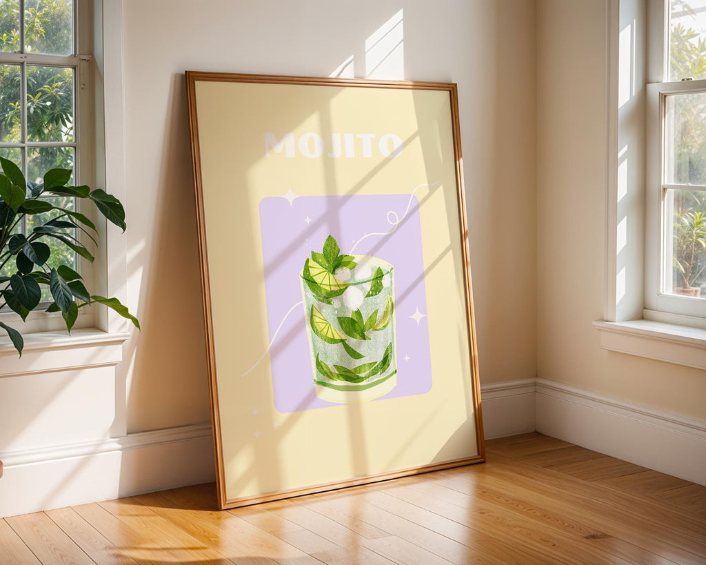 Mojito Cocktail Art Print | Tropical Bar Decor wall art print, modern home decor, unframed artwork by Nomad & Nest