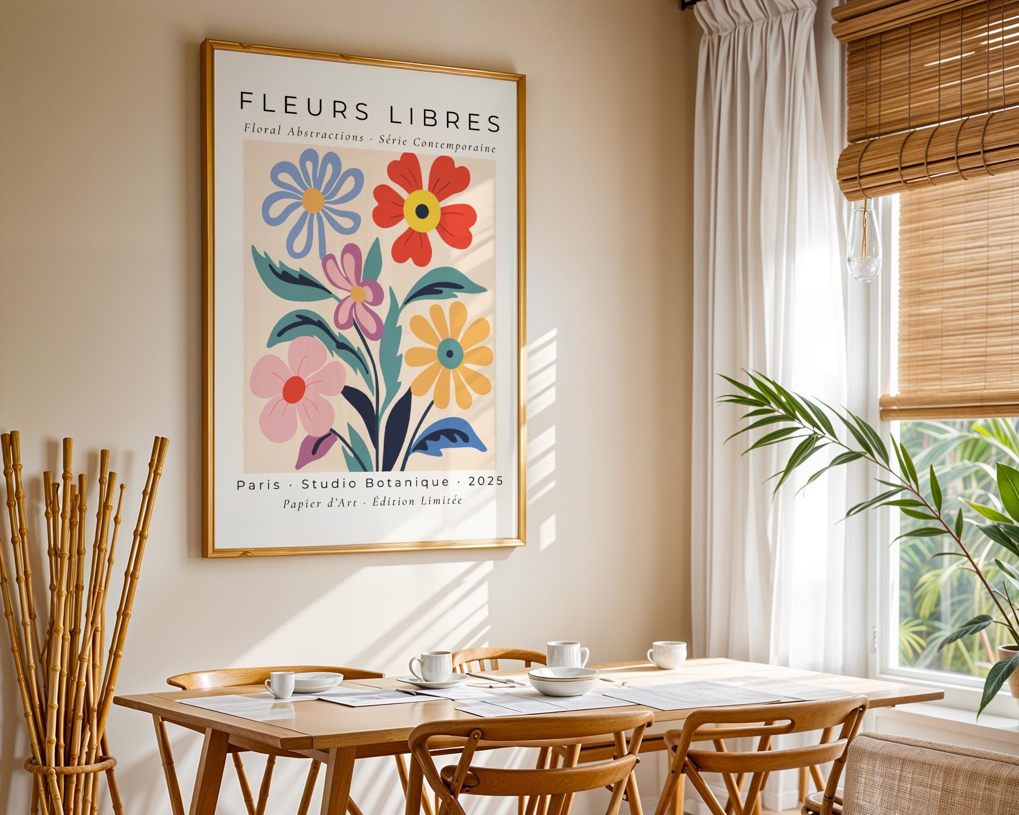 Retro French Floral Art Print | Colorful Botanical Wall Decor wall art print, modern home decor, unframed artwork by Nomad & Nest