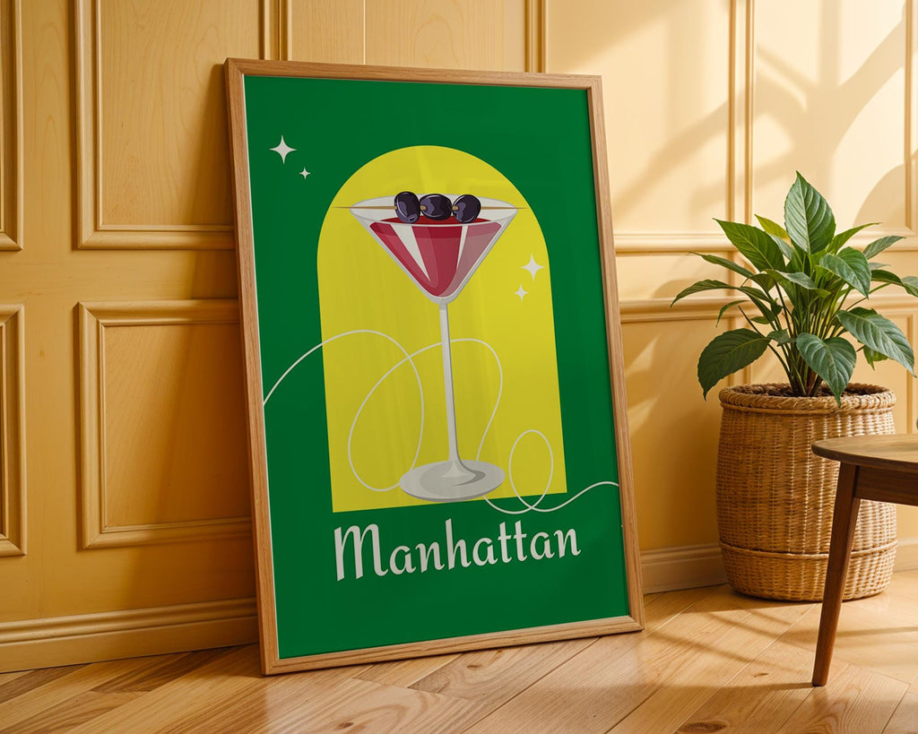 Manhattan Cocktail Art Print | Retro Home Bar Decor wall art print, modern home decor, unframed artwork by Nomad & Nest