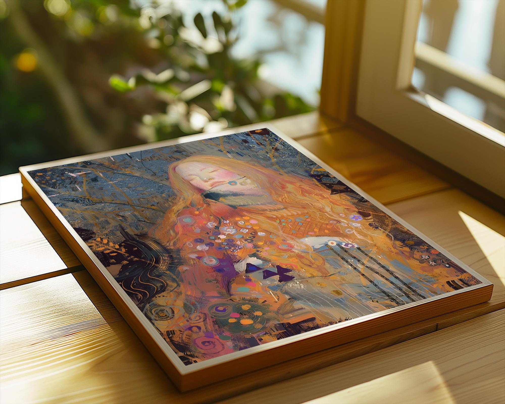 Redhead Woman Art Print | Dreamy Abstract Portrait, Autumn Colors wall art print, modern home decor, unframed artwork by Nomad & Nest