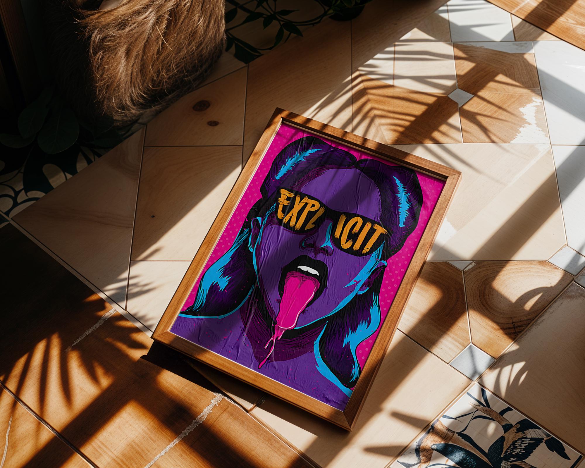 Modern Pop Art | Bold  Woman Portrait Print | Edgy Neon Street wall art print, modern home decor, unframed artwork by Nomad & Nest