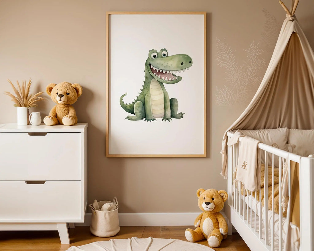 Playroom Ideas | Crocodile Nursery Wall Art | Jungle Animal Baby Print wall art print, modern home decor, unframed artwork by Nomad & Nest